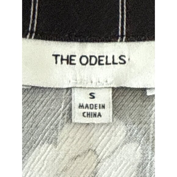 Anthropologie The Odells Robin V-Neck Long Sleeve Blouse Small Black White - Picture 8 of 10